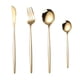 thumbnail image 1 of XmhyTop Juego de cubiertos, 16 piezas de cuchillos, cucharas y tenedores de acero inoxidable para el hogar, la cocina y el restaurante, pulido espejo, apto para lavavajillas (dorado), 1 of 5