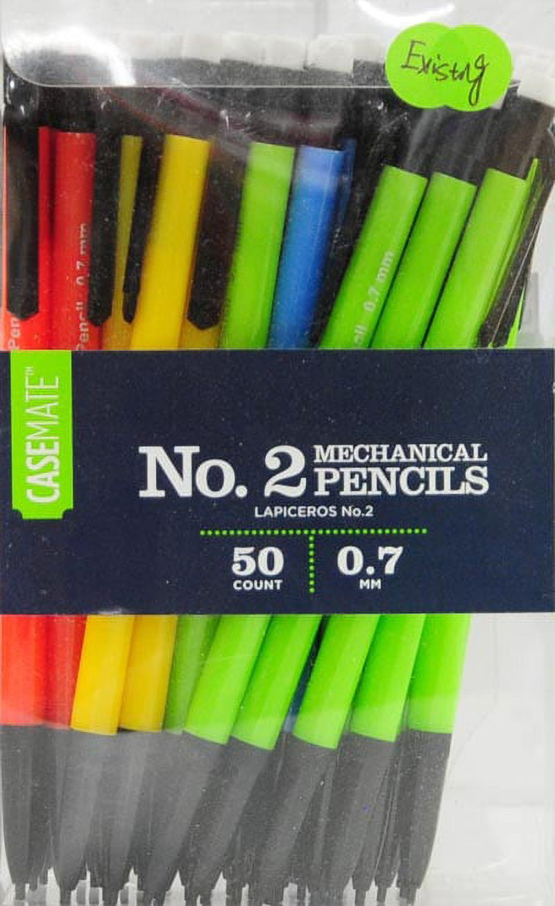 Casemate Mechanical Pencils 0.7mm Assorted Colors 50 Count