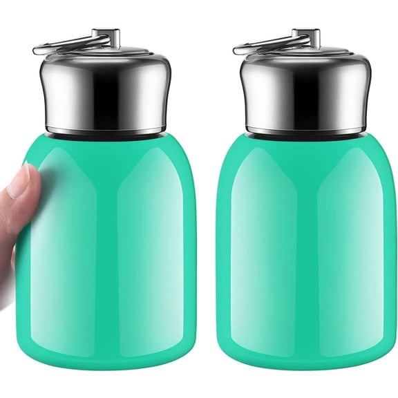 2 Pcs 10oz Mini Stainless Steel Water Bottle Slim Insulated Thermal Small Vacuum Hot Cold Drink Portable Water Bottle for Women Gifts Travel Camping Hiking