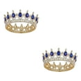 thumbnail image 2 of kurtrusly Rustproof And Anti-corrosion For Medieval Or Cosplay Metallic Luster Wedding Hair Crown Tiaras Gold  + sapphire 2Set, 2 of 6