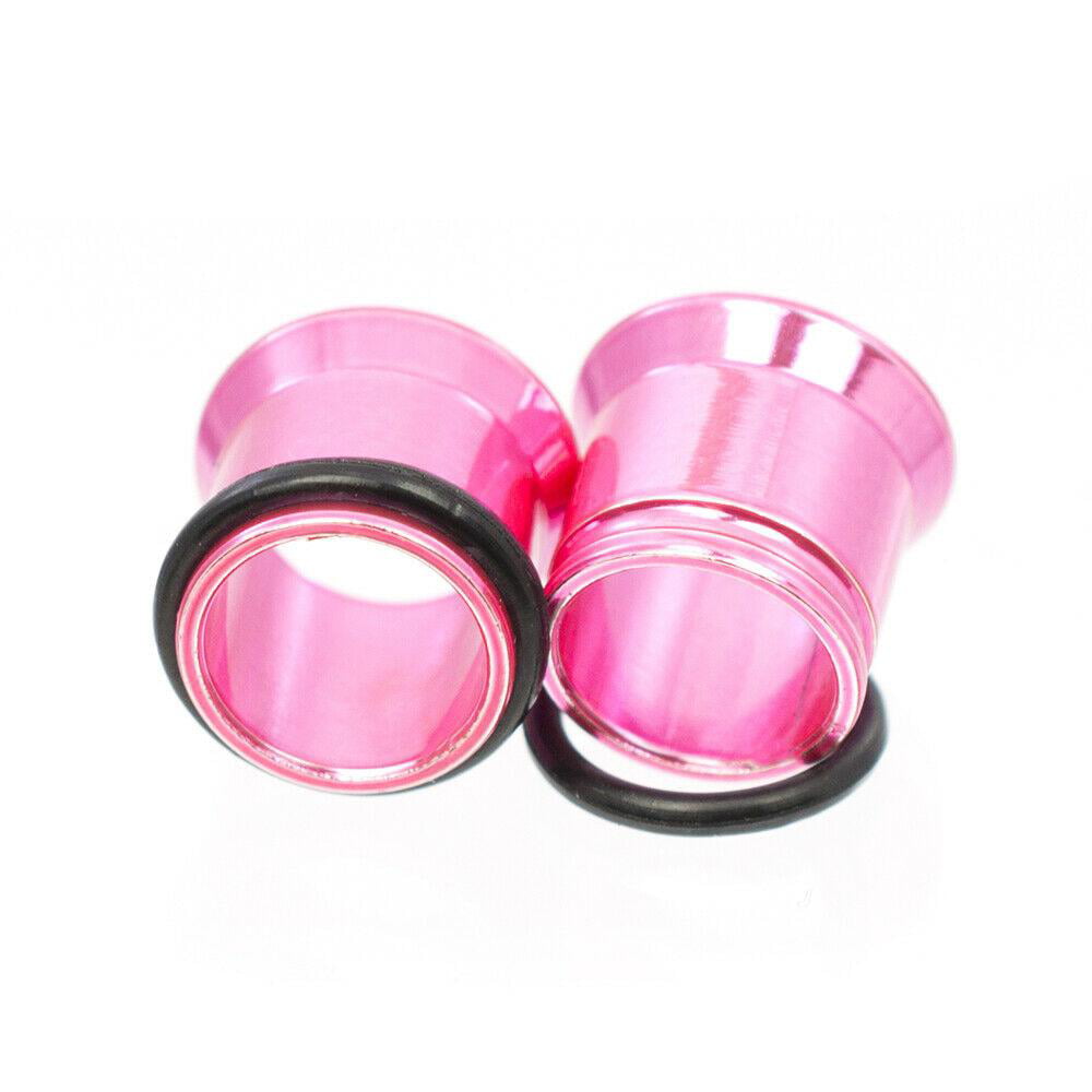 Sold as a Pair Surgical Steel Tunnels Anodized Metallic Pink with O-Rings