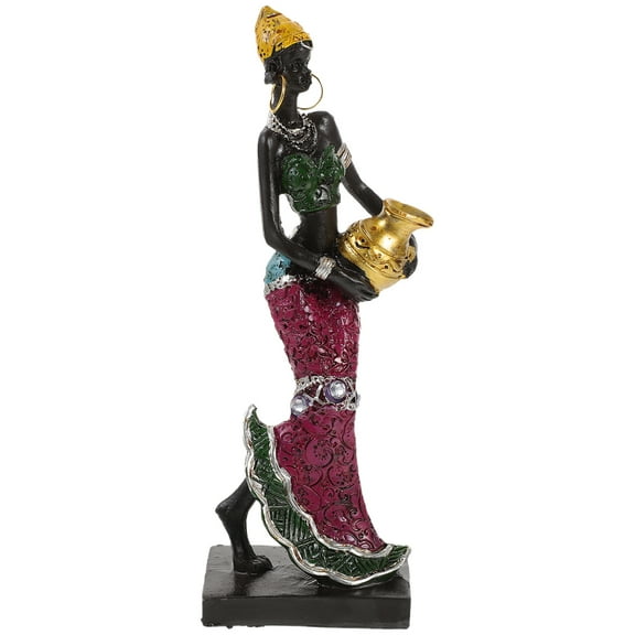 OUNONA African Lady Figurine Tribal Lady Figure Multi Resin 1Pack