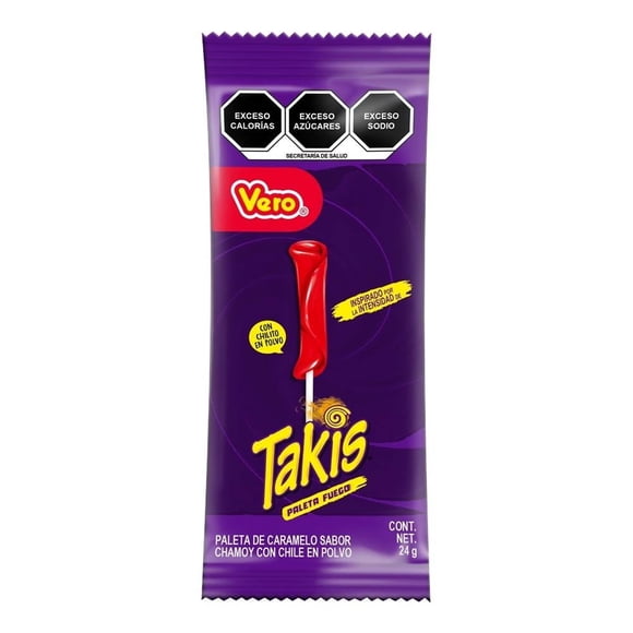 Paleta de caramelo Vero sabor chamoy con chile en polvo 24 g
