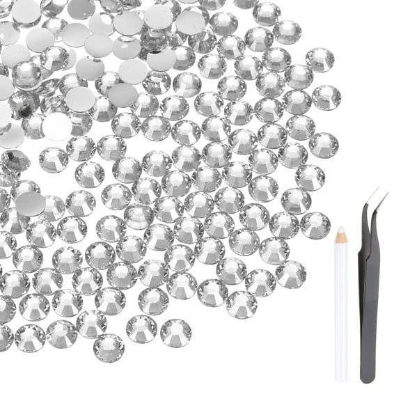 Uxcell 2000 Pcs Flatback Crystal Rhinestones, Resin Crystal Gems with Tweezer Dotting Pen Non Hotfix for Bedazzling Tumblers Mugs Bottles Nail DIY Crafts(SS16 4mm, White)