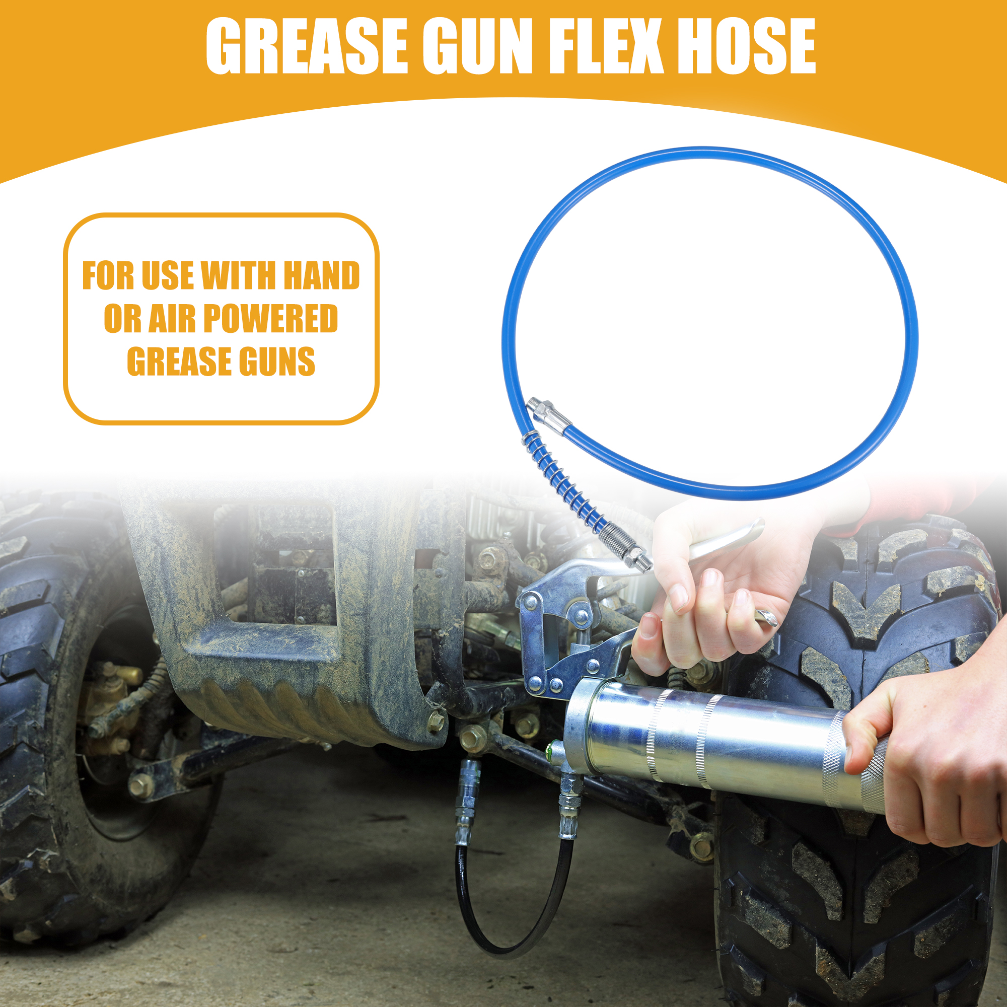 Unique Bargains Universal 1/8" NPT Grease Gun Flex Hose Blue 37 Inch
