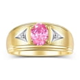 thumbnail image 1 of RYLOS Men's Rings 14K Yellow Gold Classic 8X6MM Oval Gemstone &  Diamond Ring Pink Ice October Birthstone Rings For Man Gold Rings Size 9, 1 of 7