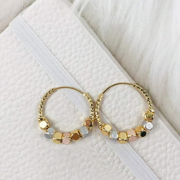 JoeytheJewelryNY 18k Layered real gold Plated Round hoop earrings tri colors #34