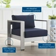 thumbnail image 5 of Lounge Chair Armchair, Sunbrella, Fabric, Aluminum, Metal, Steel, Silver Blue Navy, Modern Contemporary Urban Design, Outdoor Patio Balcony Cafe Bistro Garden Furniture Hotel Hospitality, 5 of 8