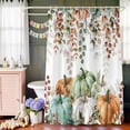 thumbnail image 6 of Fall Thanksgiving Shower Curtain Set with Hooks, Orange White Green Pumpkin Leaf Waterproof Fabric Bathroom Curtains Decor Home Accessories, Stall Long 54 X 78 Inch, 6 of 9