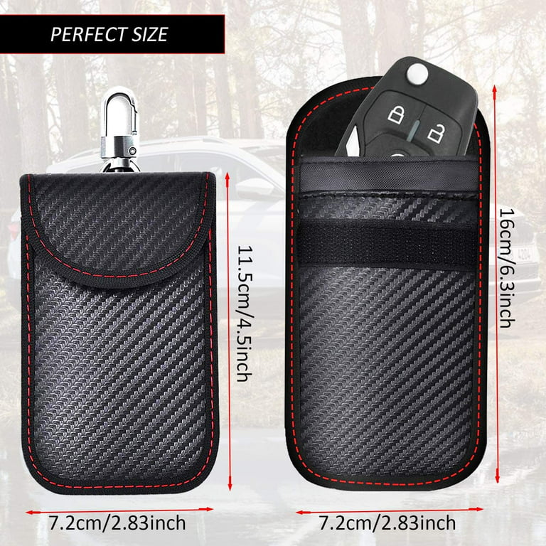 Faraday Bag for Key Fob(2 Pack), Faraday Cage Protector, Car RFID Signal  Blocking Key Fob Protector, Double-Layers of Shielding Carbon Fiber  Material Anti-Theft Faraday Pouch 
