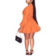 thumbnail image 2 of Womens Mini Dress Puff Sleeve Dresses  Button Down Sexy V Neck A Line Party Clubwear with Belt, 2 of 4