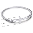 thumbnail image 3 of Pulsera de cable trenzado con cruz lateral horizontal de acero inoxidable para mujeres y niñas, 3 of 5