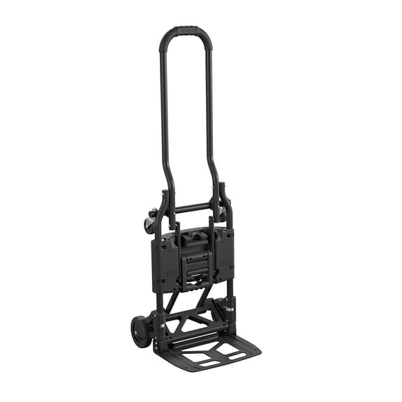 COSCO Shifter 2-in-1 Folding Hand Truck and Cart with Large Folding Toe Plate, 300 lb Capacity, Lightweight Steel Dolly, Black
