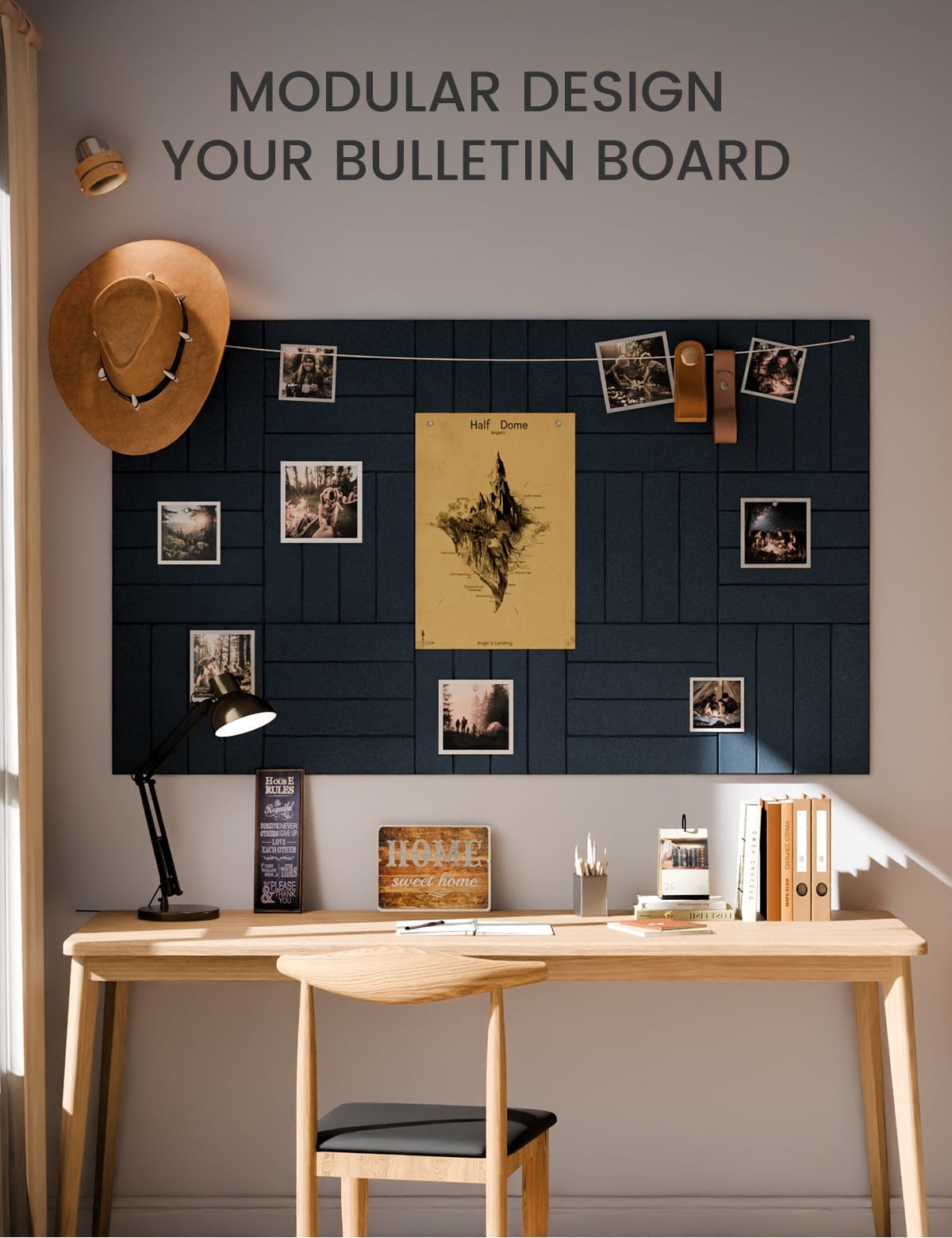 Fluxynara Felt Bulletin Board 48" x 36" Cork Board Alternative-12 Pack with 70 Safe Removable Adhesive Tabs, Cork Boards for Walls Cork Board for Home Office Classroom Pin Board-Carbon Blue