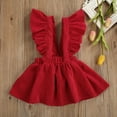 thumbnail image 4 of Kids Toddler Baby Girls Overall Dress Soft Corduroy A-Line Solid Color suspender Skirt Clothes, 4 of 8
