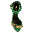 thumbnail image 4 of FSJ Women Classic Crystal Chunky High Heel Chain Sandals Open Toe Ankle Strap Single Band Dress Shoes Size 8 Green, 4 of 4