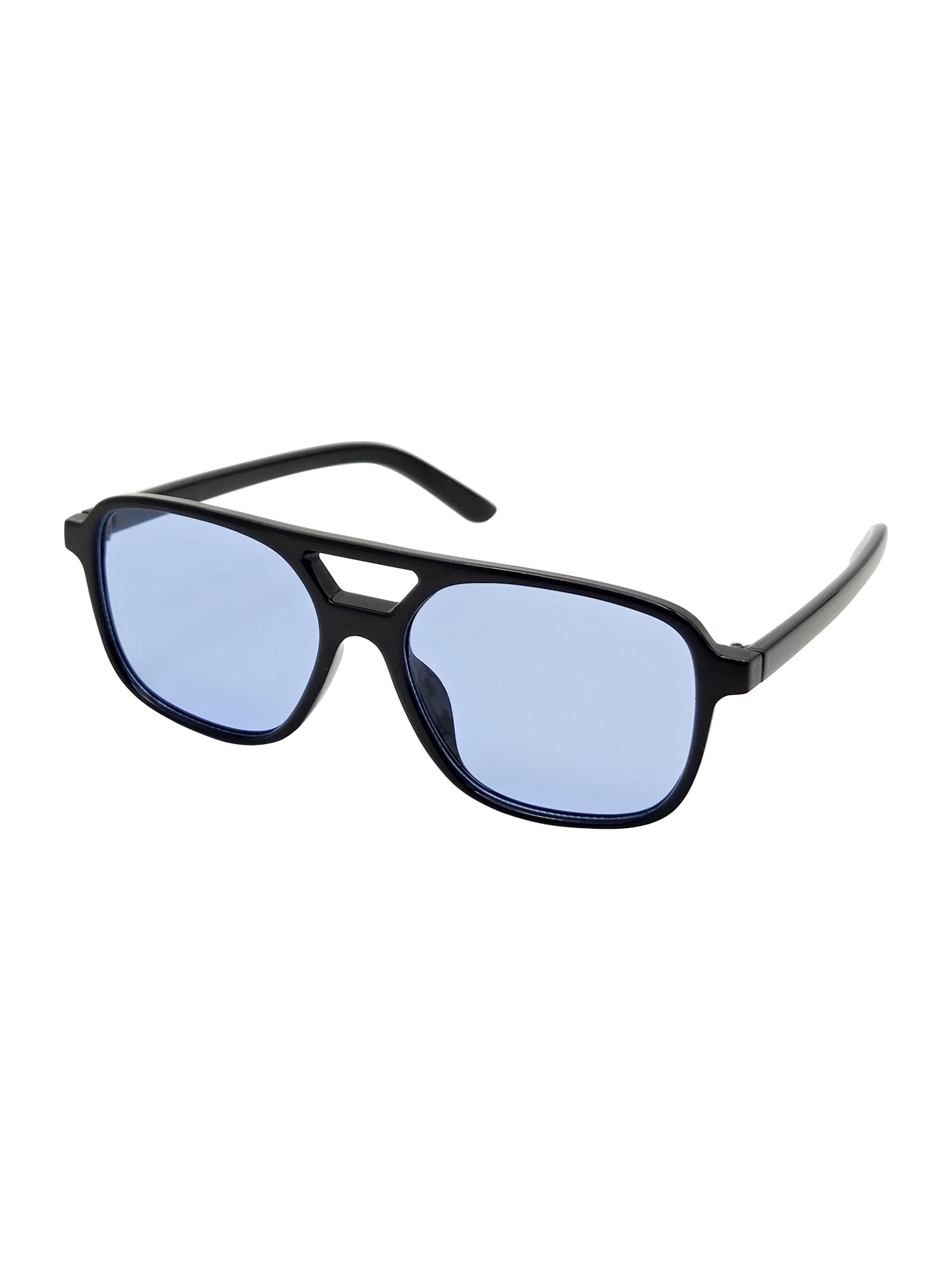 Juniors Plastic Square Aviator Black Frame Blue Lens Sunglasses