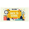 thumbnail image 1 of Welcome Back to School Banner Pencil Apple Basketball Decorations Classroom Poster Party Supplies Learning Event Educational Backdrop, 1 of 4