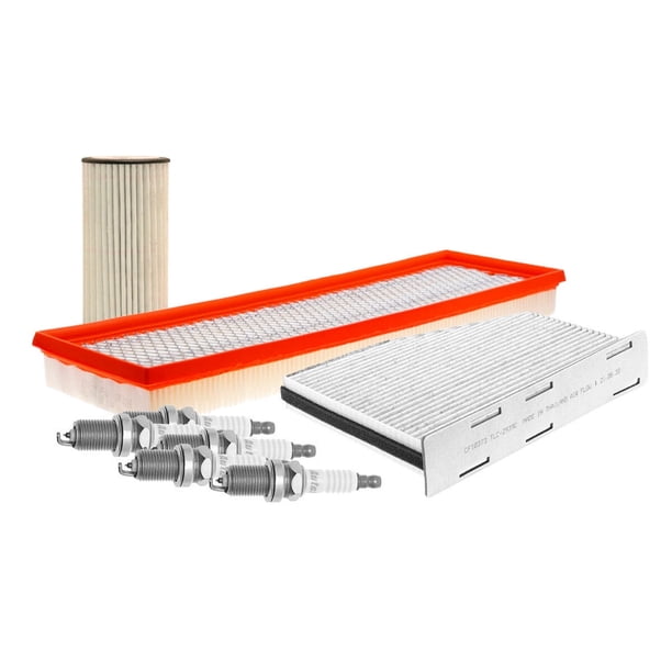 Kit De Bujías Iridio, Filtro De Aire, Filtro Para Aceite Sintético Y Filtro De Cabina 8 PIEZAS Afinación Sin Aceite Compatible con Beetle 2012 A 2014 Volkswagen L5 2.5L