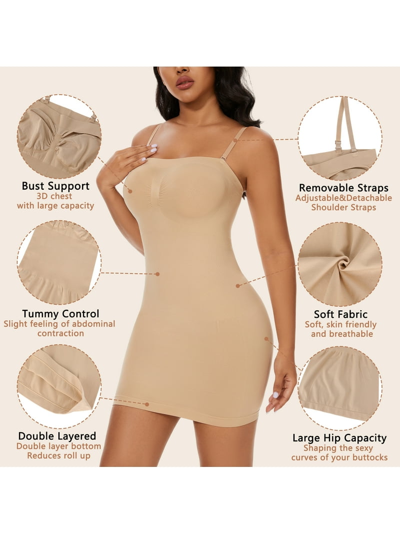 Comfree Strapless Shapewear Slips for Women Under Dresses Tummy Control Slip Body Shaper Seamless Comfree Strapless Shapewear Slips for Women Under Dresses Tummy Control Slip Body Shaper Seamless