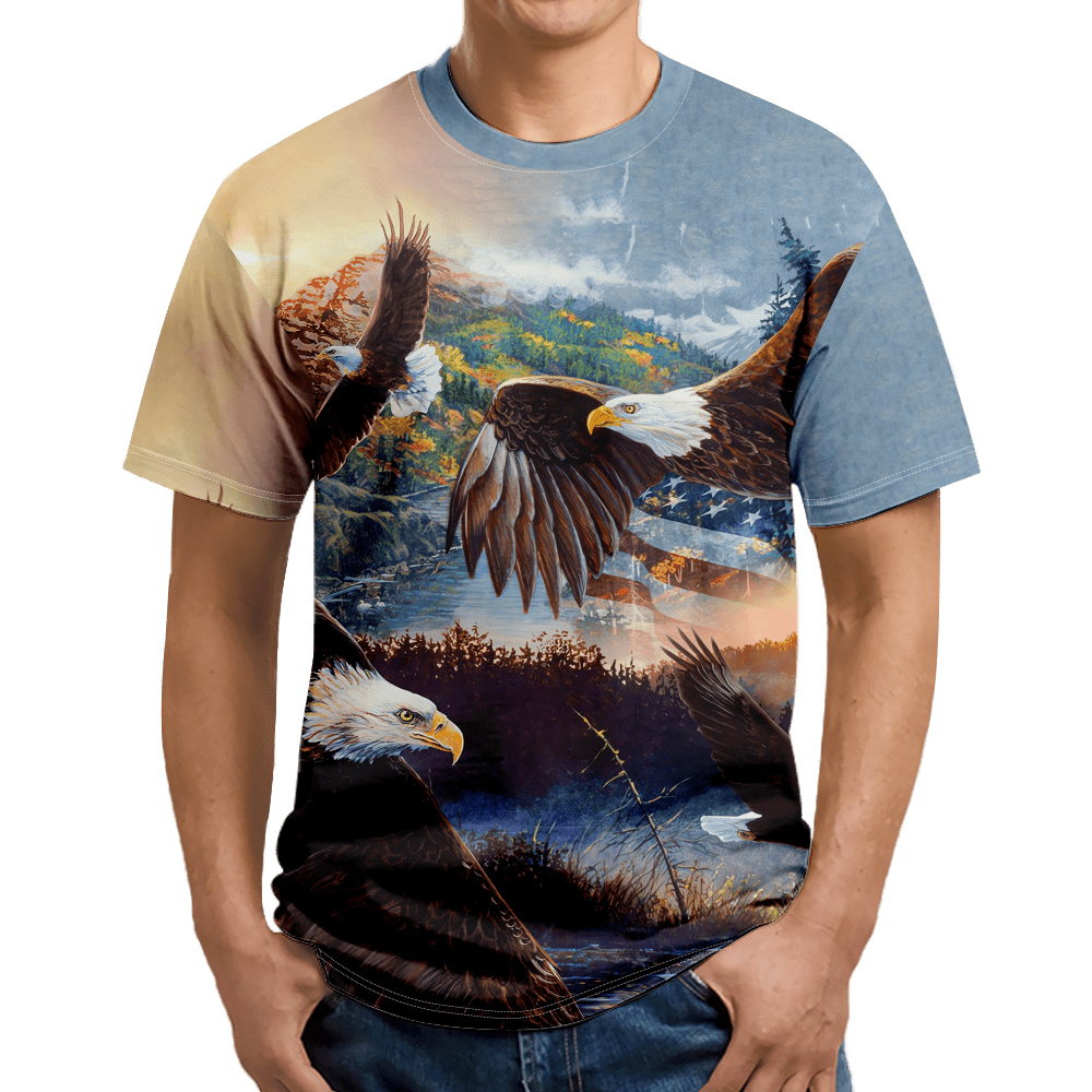 : Portrait of A Bald Eagle 3D Printed Womens T Shirts Round Neck  Tees Tops Short Sleeve Blouse S : Sports & Outdoors