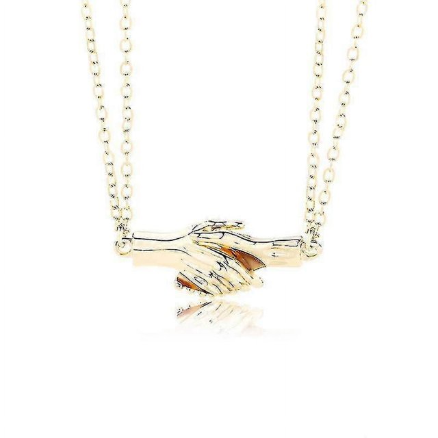 1 Pair Magnetic Handshake Pendant Couple Necklaces For Lovers Best Friends--Gold and gold-Product code 51534 Gold and gold