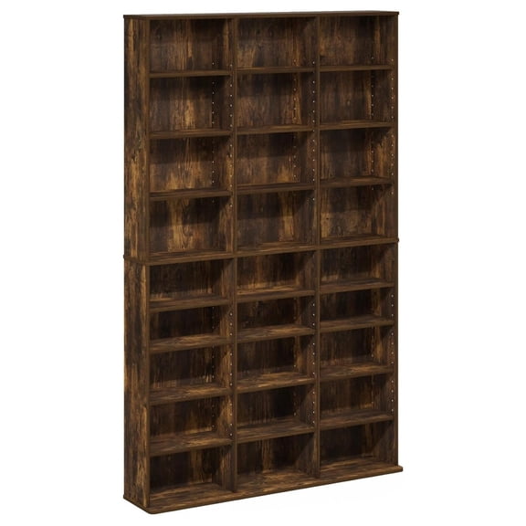 Multimedia Storage Tower - Adjustable Shelves for , & Games Amber Pine/24 Tier
