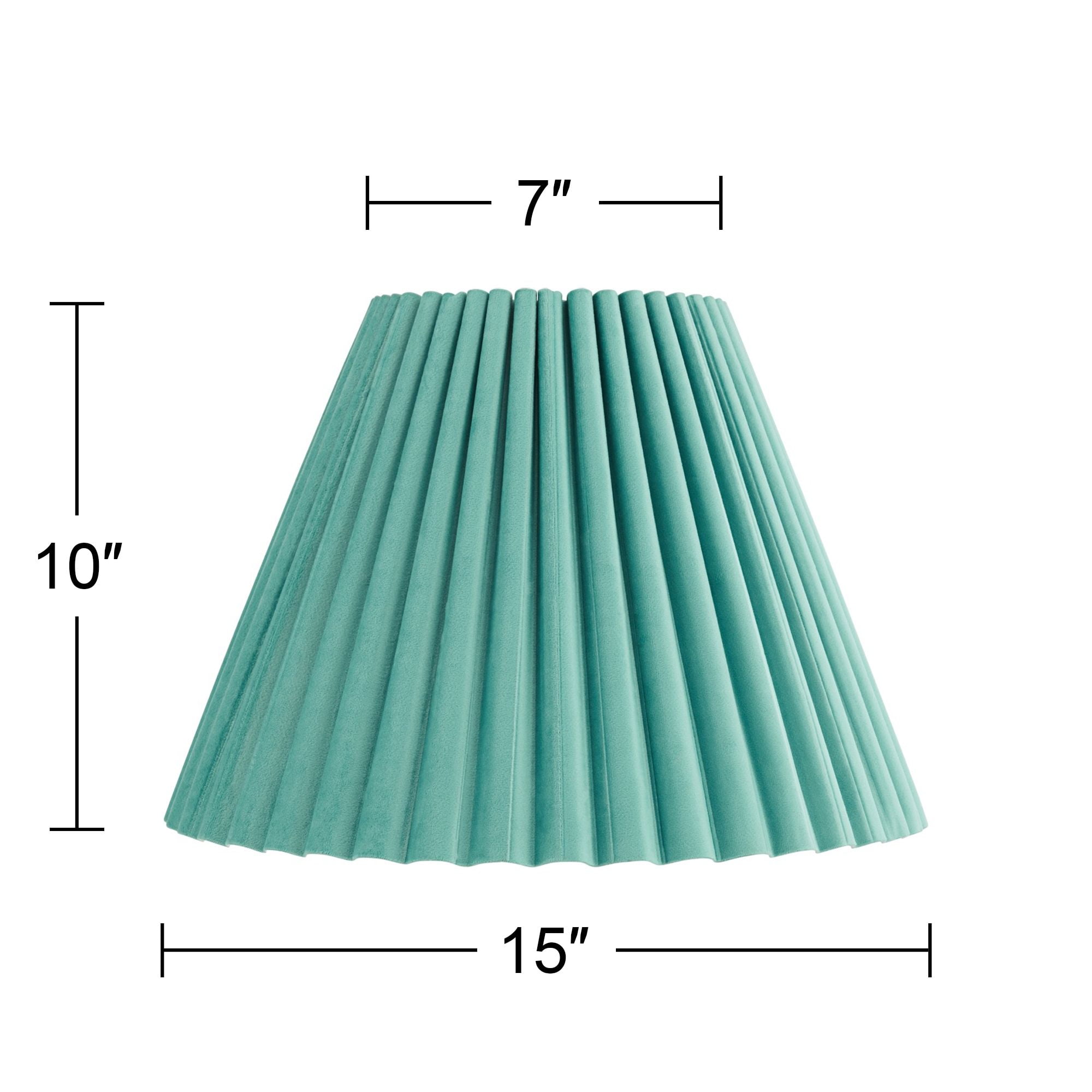 Springcrest 7" Top x 15" Bottom x 10" High x 10 3/4" Slant Lamp Shade Replacement Blue Velvet Arc Pleated Spider Harp Finial