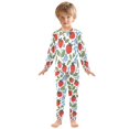thumbnail image 6 of FORMRS Long Sleeve Top and Pants Pajama Set for Niños 2-Piece Sleepwear, Sizes 18M-8Y, Vibrant Strawberries, 6 of 6