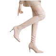 thumbnail image 4 of Women's Boots Solid Color Pointed Toe Block Heel Stretchy Knit Over The Knee Boots Fashion Casual Soft Padded Insole Thigh High for Fall Winter Daily Outdoor Shopping, 4 of 8