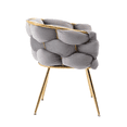 thumbnail image 5 of Tcbosik Modern Velvet Chairs Set of 2, Comfy Upholstered Vanity Chair, Dining Chair with Gold Metal Legs, Armchair for Bedroom, Living Room, Easy Assembly, Gray, 5 of 10