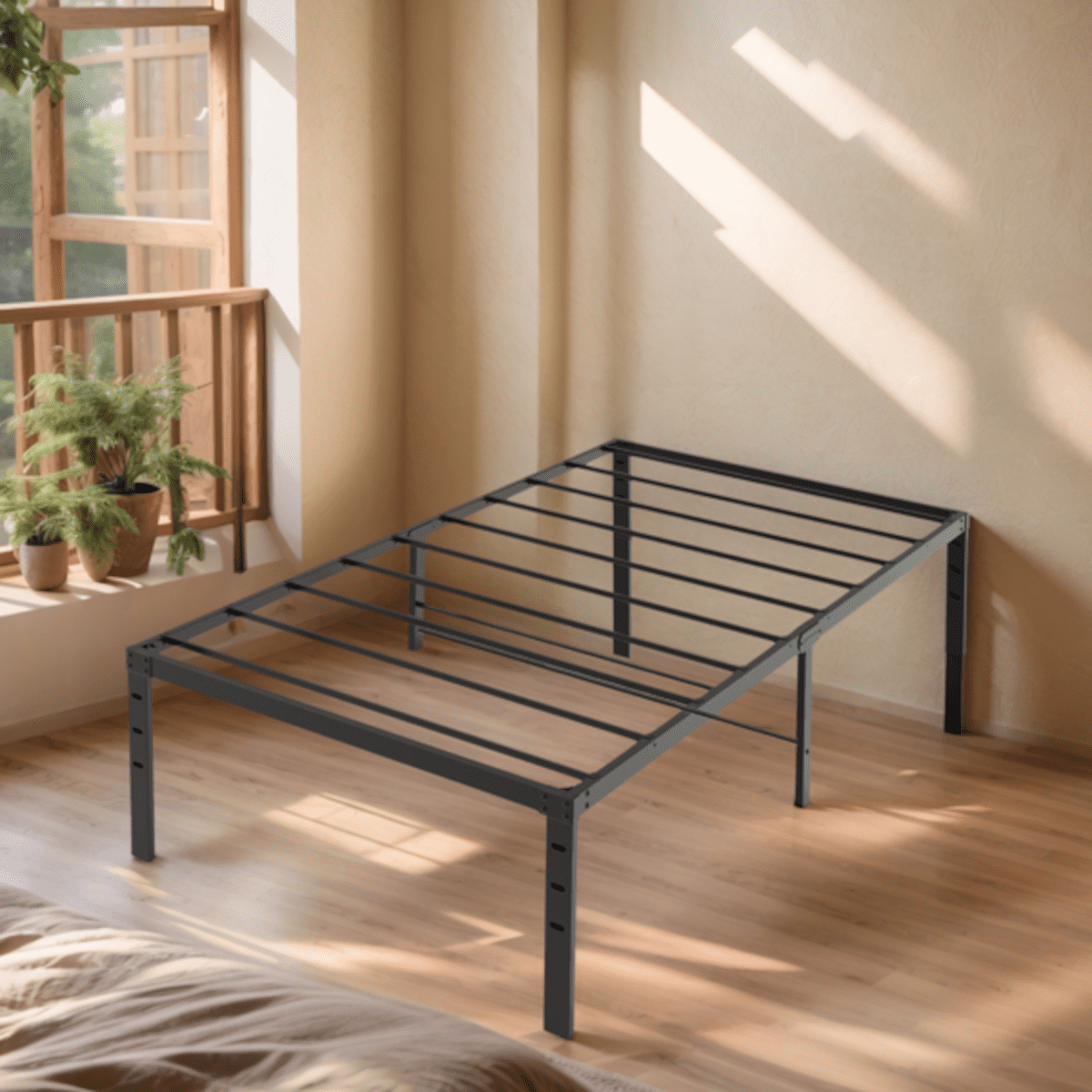 Alvantor Twin Size Simple Basic Platform Metal Bed Frame - 14 Inch Bed Height,No Box Spring Needed,Black