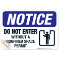 thumbnail image 1 of Do Not Enter Without A Confined Space Permit Sign, OSHA Sign, 10x7 Vinyl Sticker, 1 of 1