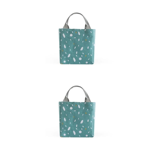 Injueey Bolsa de almuerzo reutilizable portátil, fiambrera aislada, tela de lona con papel de aluminio, bolso de mano para almuerzo para mujeres/hombres verde y 1 # 2piezas Injueey CBP106726