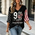 thumbnail image 5 of 9/11 25th Anniversary Shirt Womens WE Will Never Forget Tee Shirts | Lightweight Fabric,waffle V Neck Short Sleeve Tops, American Flag, 2001-2026 25Th Anniversary Tops, Patriotic Honor Tee Shirt,4XL, 5 of 6