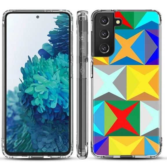 Shockproof Hybrid Bumper Phone Case for Samsung galaxy S21  5G / S21 Plus 5G, by OneToughShield ® - Abstract Color