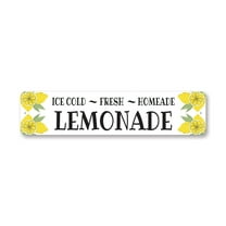 Fresh Homeade Cold Lemonade Aluminum Metal Decor Sign - 4x18 inches