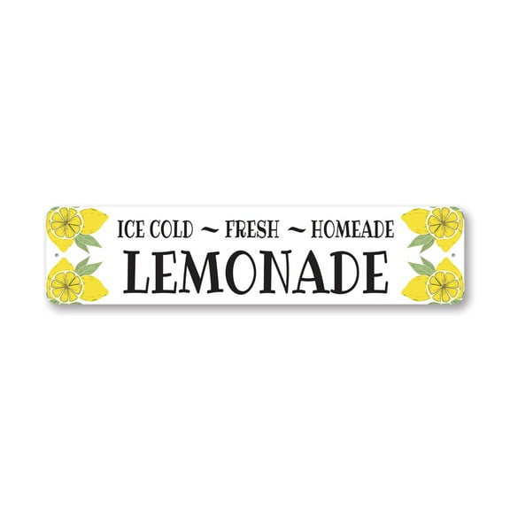 Fresh Homeade Cold Lemonade Aluminum Metal Decor Sign - 4x18 inches