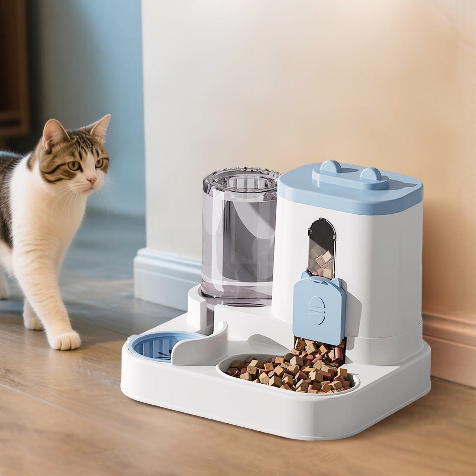 Gravity Cat Feeder And Water Dispenser 2-in-1 Set (2 Pack) - 0.8 Gallon Each, Automatic Self-Feeding, 180° Rotatable, For Cats & Small Dogs