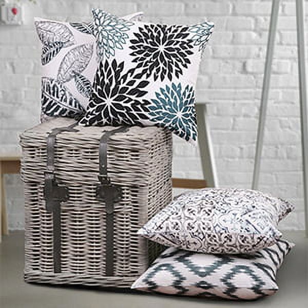 Phantoscope New Living Series Duplex Printing Decorative Throw Pillow Cover, 18" x 18", Black/Blue, 4 Pack
