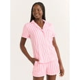 thumbnail image 2 of Joyspun Women’s Dreamy Soft Collection Bridal Short Sleeve Knit Notch Collar Top and Shorts Pajama Set, 2-Piece, Sizes XS-3X, 2 of 6