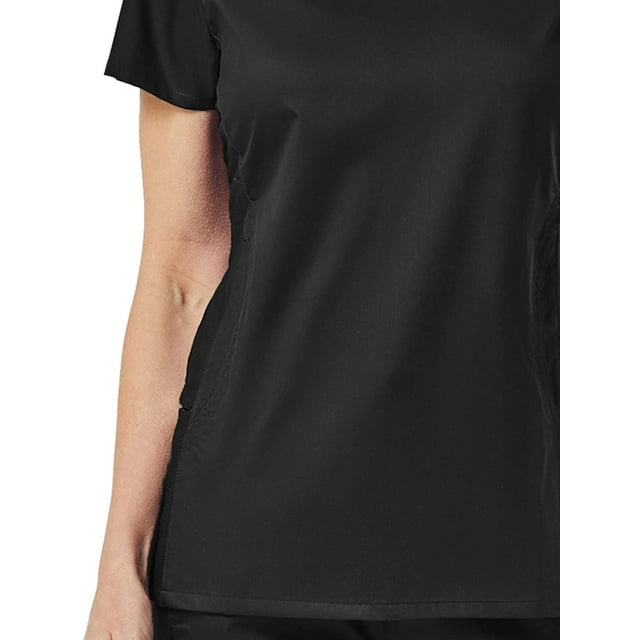 EON Women's COOLMAX® Mesh Panel V-Neck Solid Scrub Top