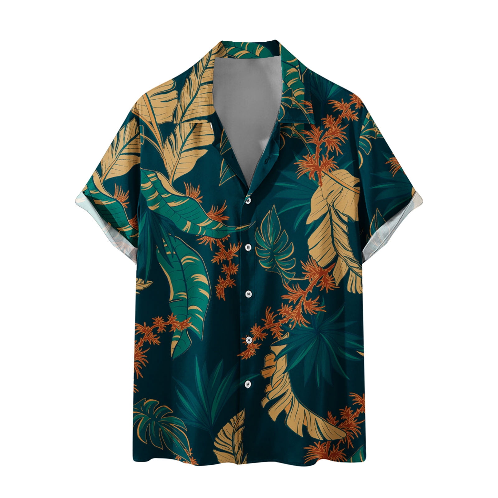 Men Tropical Hawaiian Shirts Summer Button Down Hawaiian Shirts Short
