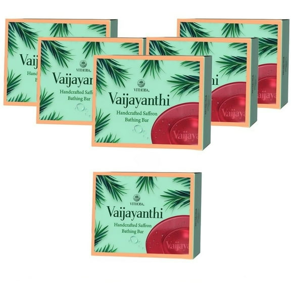 Vithoba Vaijayanthi Handcrafted Saffron Bathing Soap,75gm Each (Pack of 6)