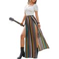 thumbnail image 1 of Falda larga de verano con flecos y estampado floral bohemio para mujer Multicolor Striped CH Multicolor Striped CH Xishao ropa, 1 of 2