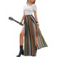 thumbnail image 1 of Falda larga de verano con flecos y estampado floral bohemio para mujer Multicolor Striped M Multicolor Striped M Xishao ropa, 1 of 2
