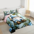 thumbnail image 3 of Feelyou Cartoon Cute Gnome Full Size Comforter Sets for Kids, Blue Flower Floral Bedding Comforter Set, St. Patrick's Day Reversible Bedding Sets, Super Cozy Room Decor, 3 Pieces, 3 of 8