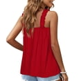 thumbnail image 4 of Blusa sin mangas con tirantes fruncidos, blusa informal con volantes y tirantes fruncidos para mujer, blusa sin mangas con volantes y tirantes fruncidos, la mejor en su clase, 4 of 6