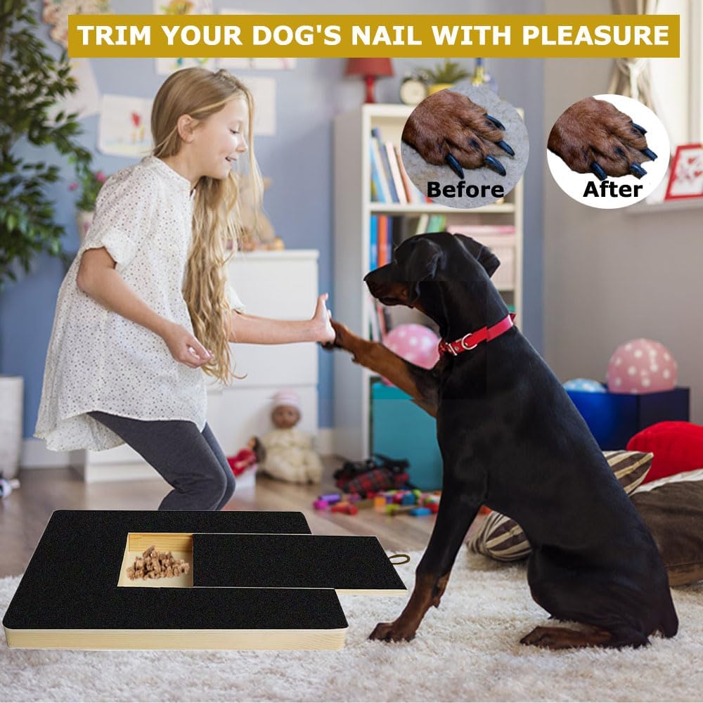 Dog Nail Scratch Board with Treat Box & Drawer - Large Dog Scratch Pad for Nail Care, Puppy Nail File Toy  (Cat Scratcher Friendly)