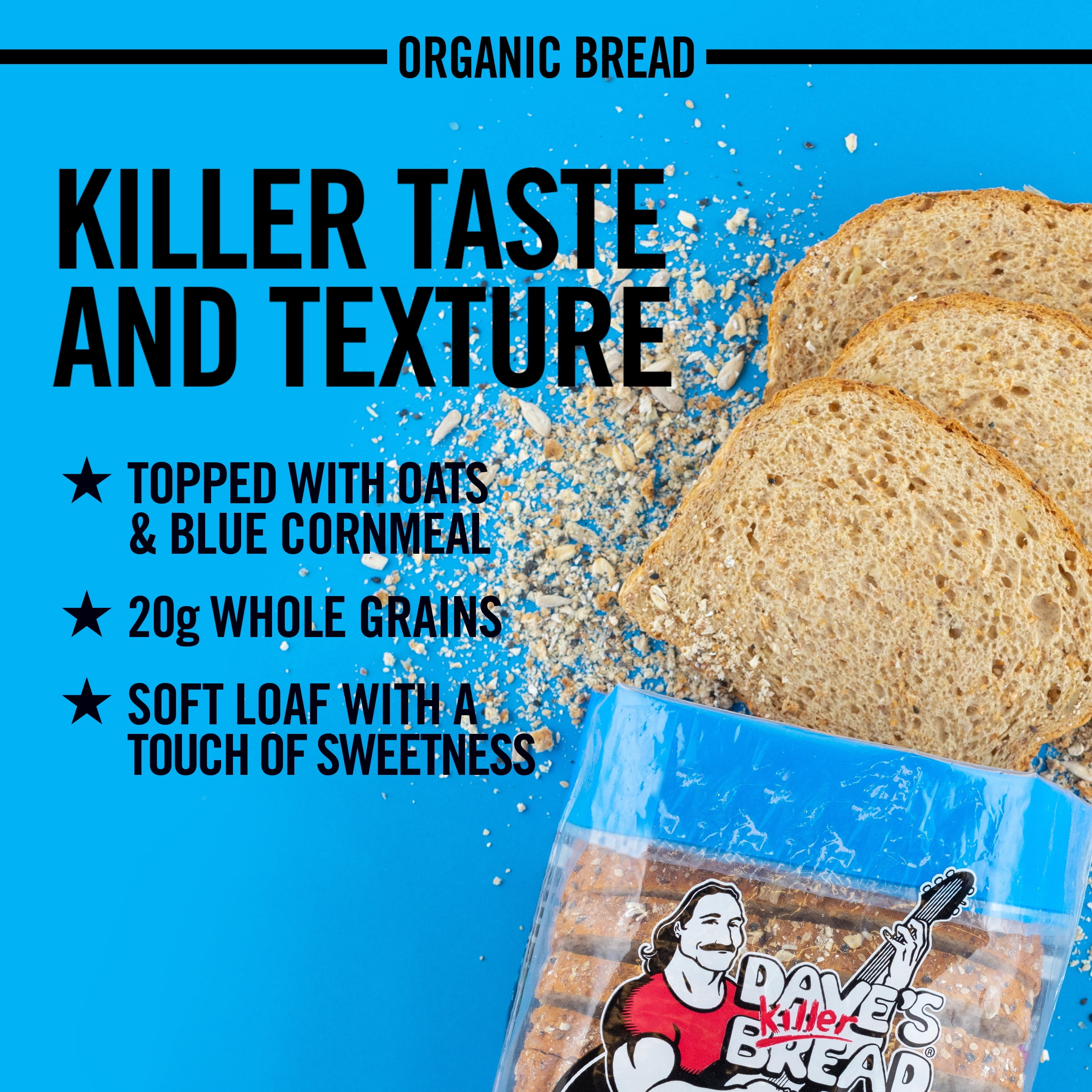Dave's Killer Bread Organic Oats & Blues Regular Size Loaf, 25 oz, USDA Organic